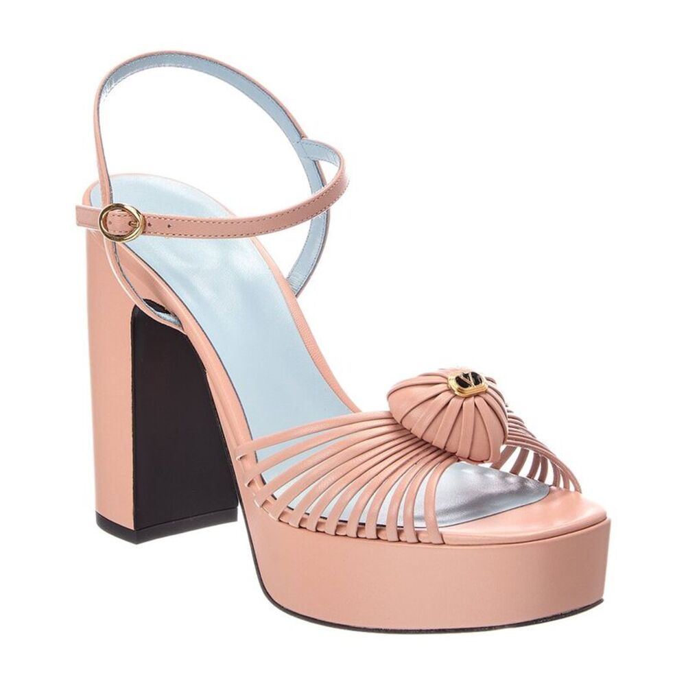 Valentino Royal Heart 115 Leather Platform Sandal, Pink
